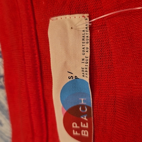 New Free People Beach Red Oversized T-Shirt Extreme Mini Dress In Red Atlas - Picture 5 of 6